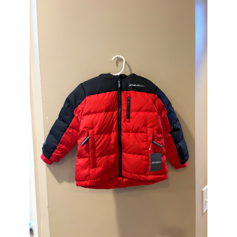 Eddie Bauer‎ Toddler Boys Classic Down Jacket Salsa Red Black Puffer 2T New